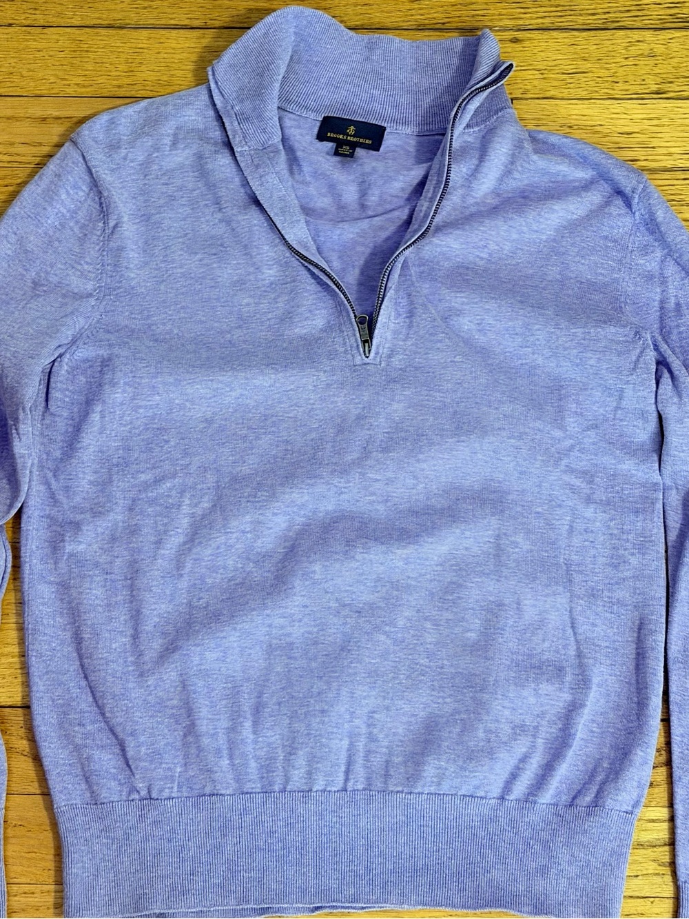 Brooks Brothers Mens XS Quarter Zip Sweater 100% Cotton Lavender Pullover Preppy